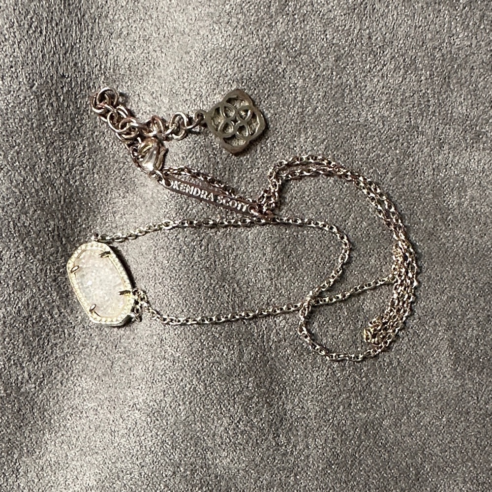 ✨ Kendra Scott Silver Tone Drusy Necklace — Fashion Jewelry, No 925